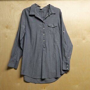 J Crew Chambray Long Sleeve Tab Sleeve Tunic Women's Size Lg